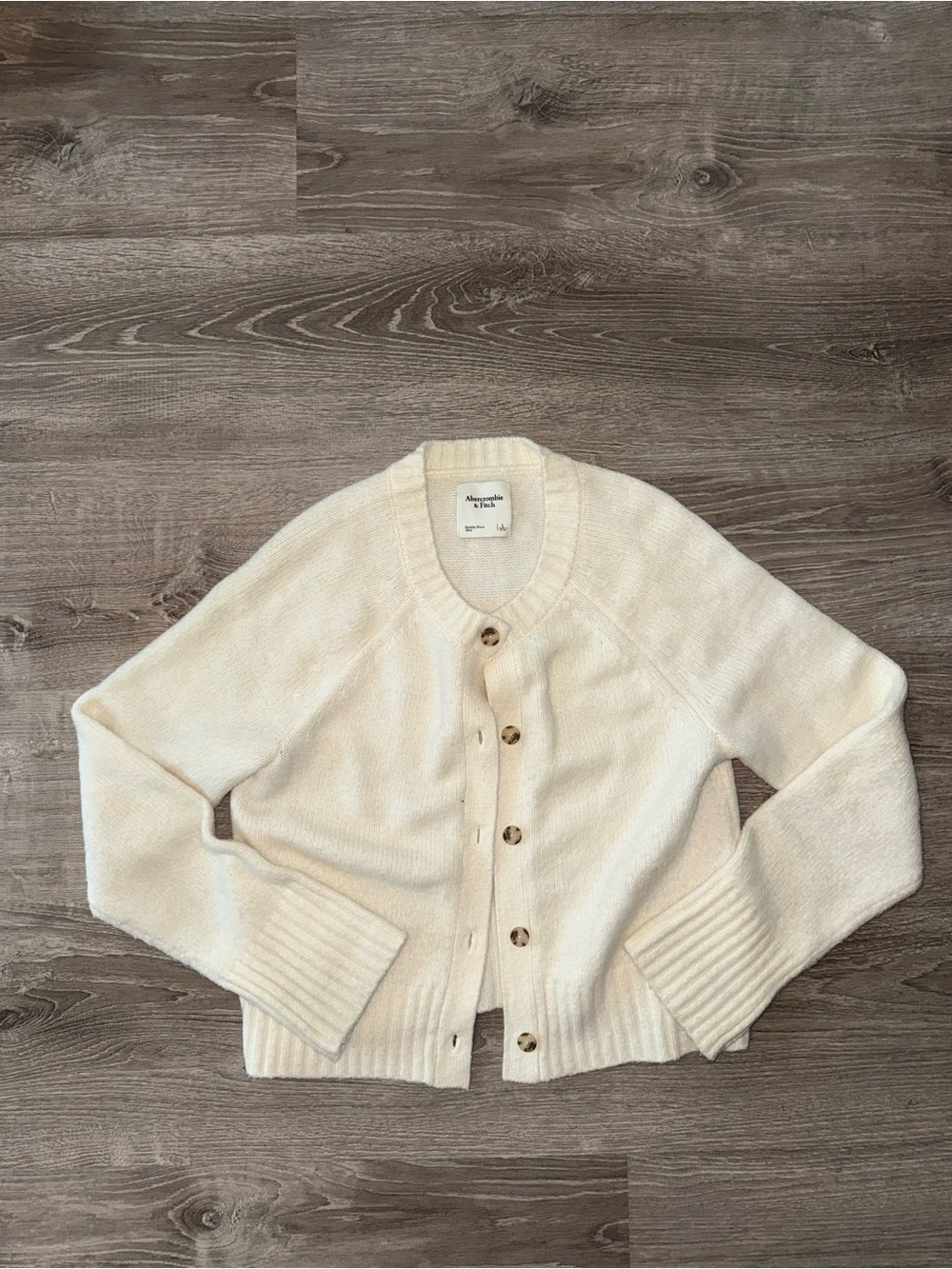 Abercrombie & Fitch Cream Button-Front Knit Cardigan